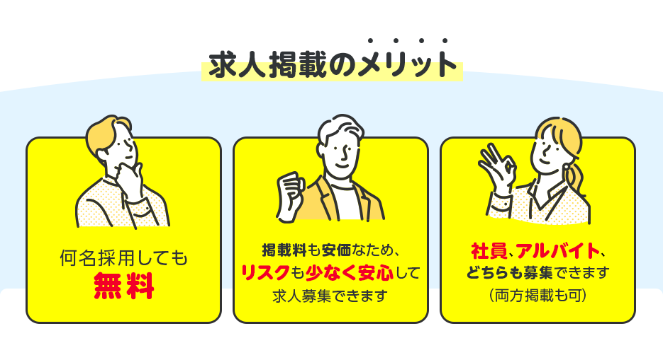 求人を掲載すると こんなに嬉しいメリットが！