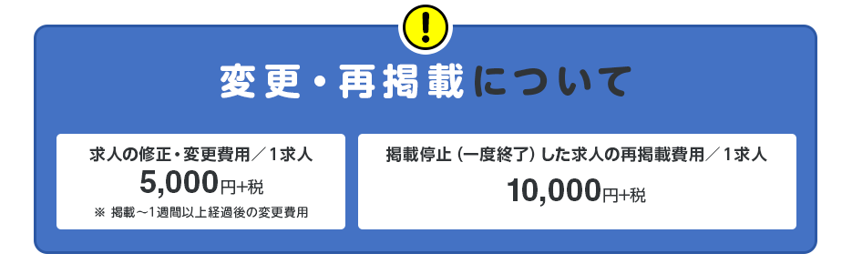 変更や再掲載もリーズナブルな料金でラクラク対応